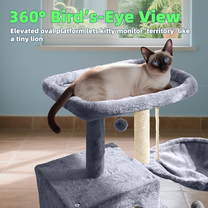 Cat Tree with Cat Condo and Hammock, Cat Tree with Scratching Posts and - Image 5