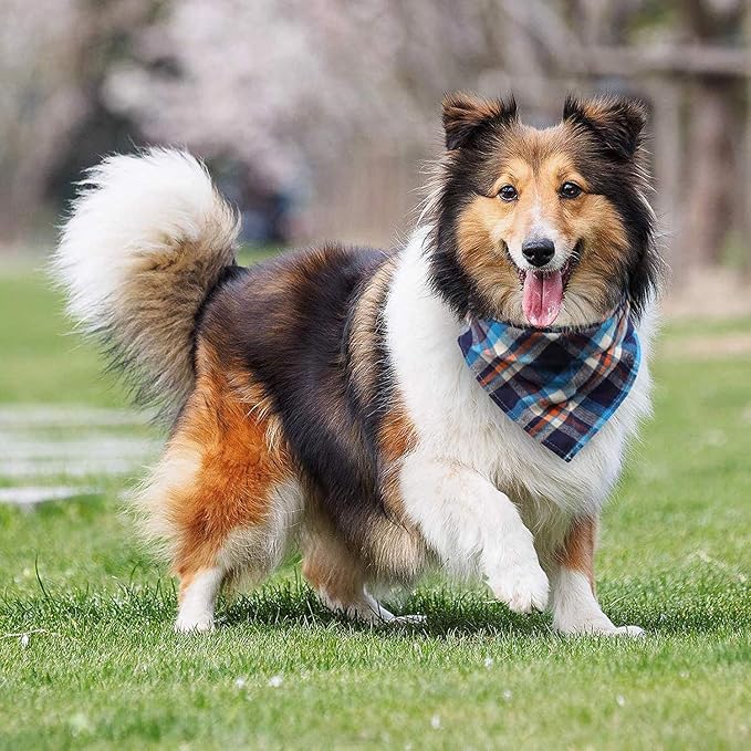 8 Pack Triangle Dog Bandanas, Reversible Plaid Painting Bibs Scarf, Washable - Image 6