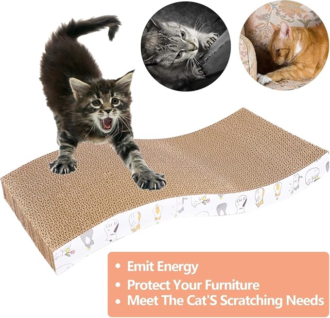 PatiencET Cardboard Cat Scratcher Pads, Catnip Included, - Image 3
