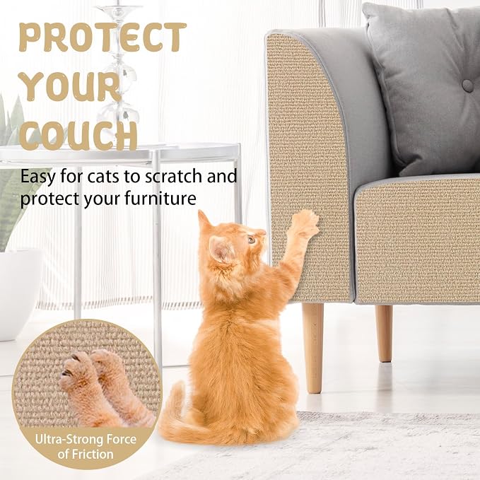 Climbing Cat Scratcher Mat Trimmable Cat Scratching Post Carpet 39.3’’x15.8’’ - Image 4