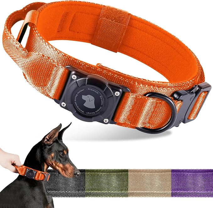 2026 Upgrade Waterproof AirTag Dog Collar, Military Tactical Dog Collar by ODOKELE
