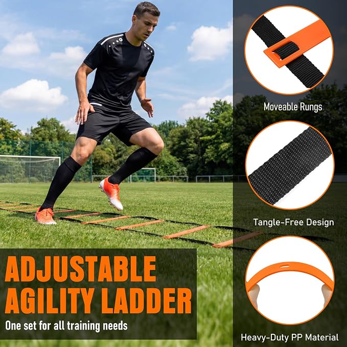 Agility Ladder, Soccer Football Training Equipment Set - 20ft Speed Ladder - Image 6