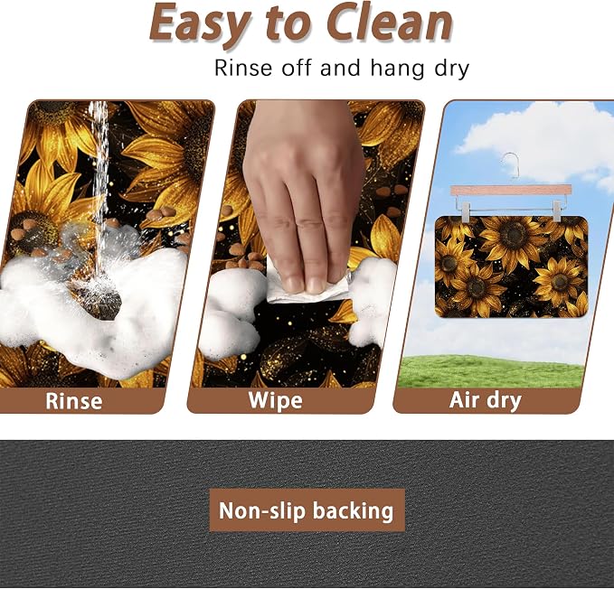 Sunflower Vintage Pet Feeding Mat, Absorbent Quick-Dry Cat Dog Food and Water - Image 4