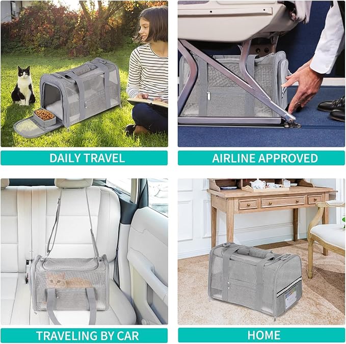 Soft-Sided Cat Carrier for Pets Up to 15lbs, Airline Approved Under-Seat Travel - Image 6