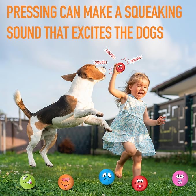 Squeaky Dog Toys Funny Face Chewing Latex Rubber Soft Fetch Play Interactive - Image 6