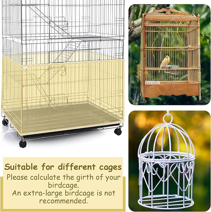 Shappy Large Bird Cage Seed Catcher, Bird Cage Cover Net Skirt Guard, - Image 4