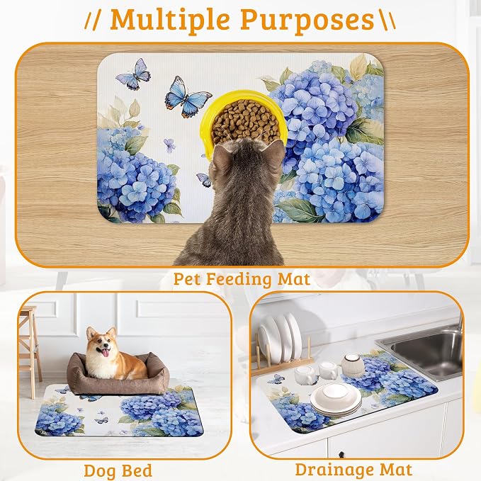 Pet Feeding Mat, Non-Slip Water Bowl Placemat, Pet Supplies 16" x 24" - Image 7