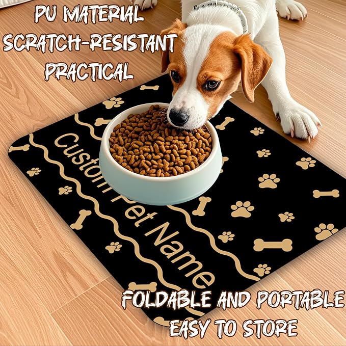 Personalized Dog Cat Food Mat Waterproof Non Slip Pet Bowl Name Mat Absorbent - Image 5