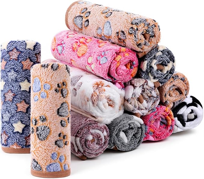 SHENLIU 18 Pcs Fleece Pet Blanket, 9 Style Small Fleece Pet Blanket Soft Warm by Unknown