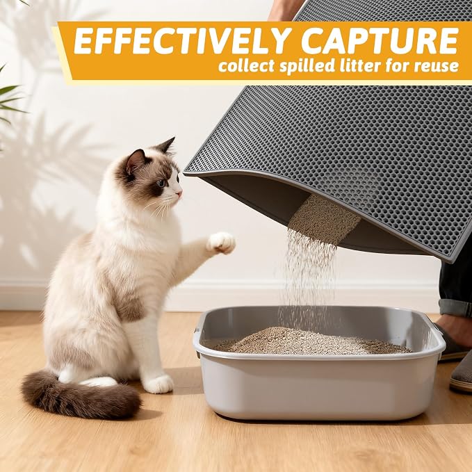 Pieviev Cat Litter Mat Double Layer Waterproof Urine Proof Trapping Mat 1 Pack) - Image 5