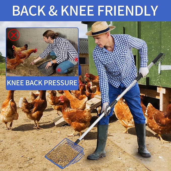 Jonkehai Chicken Poop Scooper 6inch Metal Chicken Litter Scoop Extendable Metal - Image 4