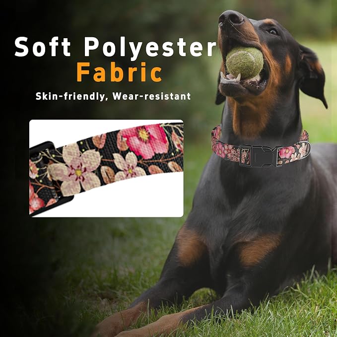 Dog Collar for Boys Girls, Floral Puppy Collar for Small Medium Large Dogs - Image 4