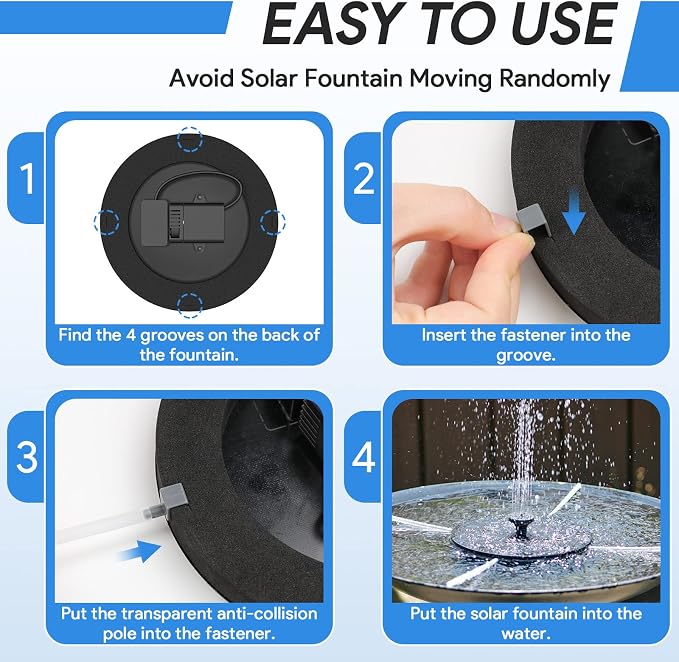 Solar Fountain, Floating Solar Powered Water Fountain Pump - Image 7