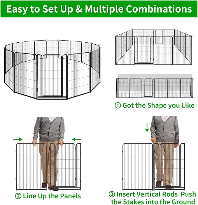 Dog Playpen Outdoor Extra Wide 16 Piece Panels Heavy Duty Dog Fence 47" Height - Image 7