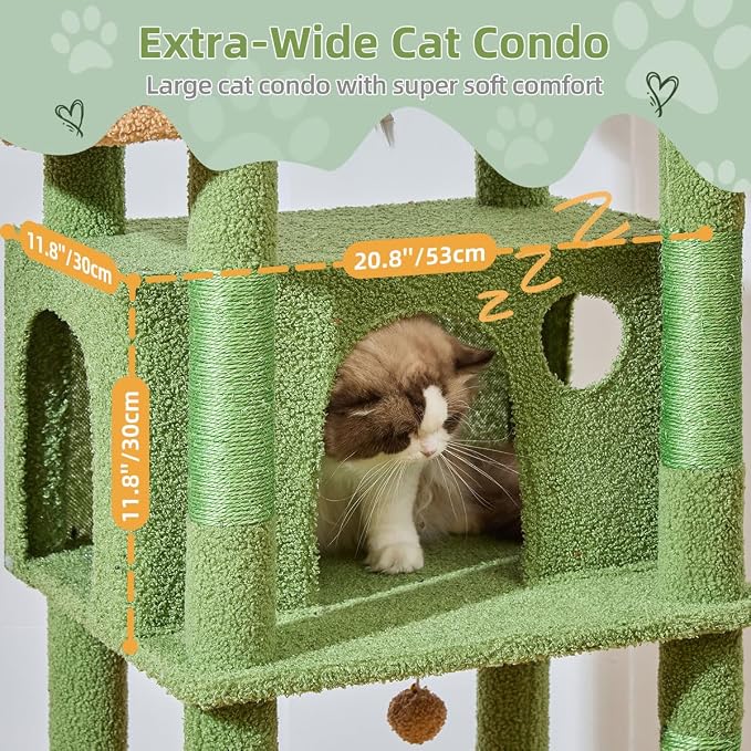 Taoqimiao 71 Inches Cat Tree for Large Cats 20lbs+, 3 Giant Perches, Widened - Image 4