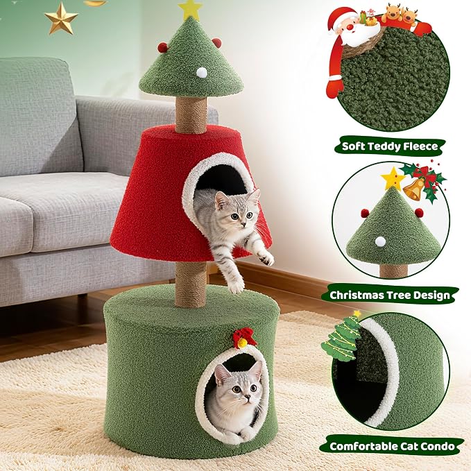 COSIEST 40in Tall Christmas Cat Tree Tower - Image 6