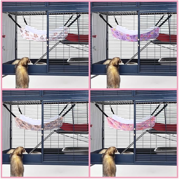 Geelin 4 Pcs Cat Hammock for Cage Hanging Soft Pet Hammock Bed - Image 7