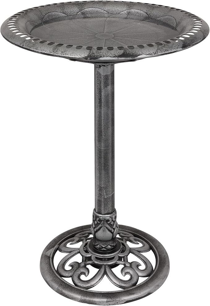 Alpine Corporation TEC116GR Outdoor Pedestal Birdbath w/Scrollwork Base and by AlpineCorporation