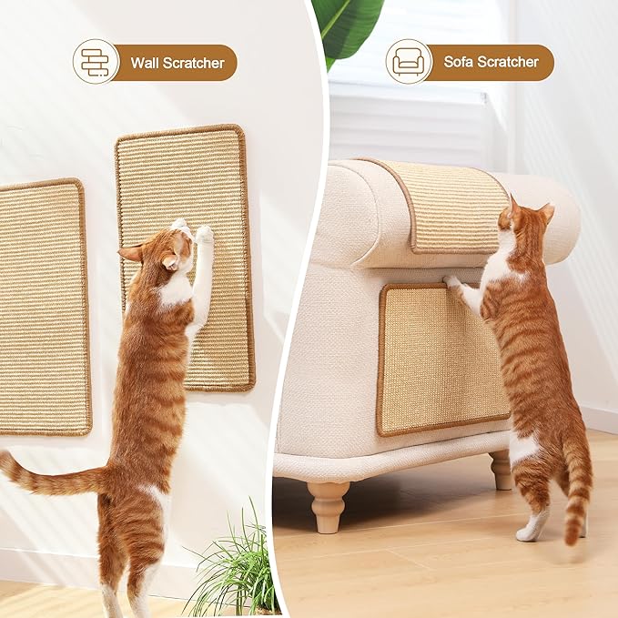 FUKUMARU 2 Packs Cat Scratching Mat, 19.6 x 11.8 Inch Natural Sisal Cat Scratch - Image 4
