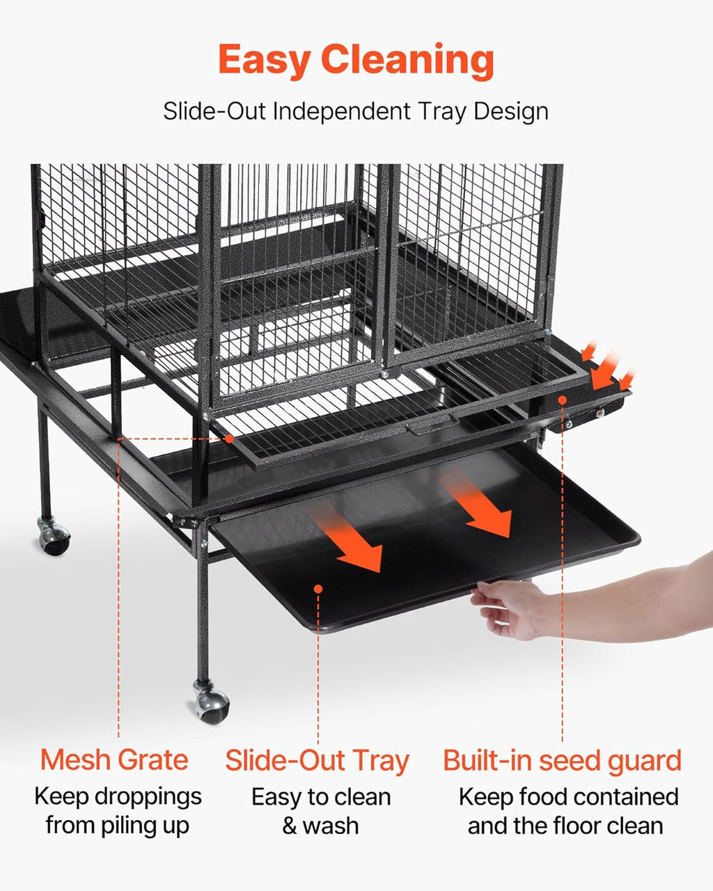 VEVOR Bird Cage, 32.7 x 31.1 x 82.7 Inch, Open Flat Top - GlobalHabitat Supply