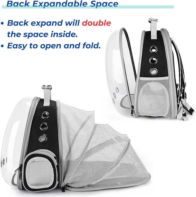 Lollimeow Cat Carrier Backpack, Expandable Bubble Pet Carrier - Image 3