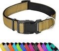 Reflective Dog Collar, Adjustable Soft Neoprene Padded Nylon Pet Collars by PWOD