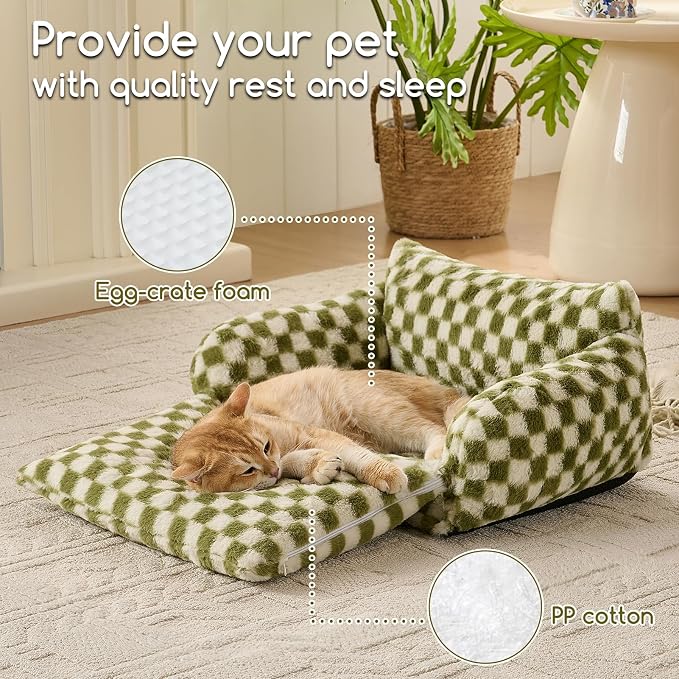 Hollypet Cat Bed Fluffy Plush Mutifuctional Double-Layer Soft Pet Couch - Image 5