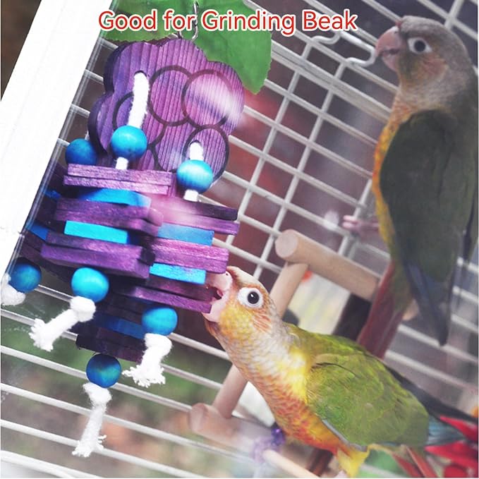 JSLZF Bird Chewing Toy for Parrot Cockatiel Conure Wood Block Cage Hanging - Image 4