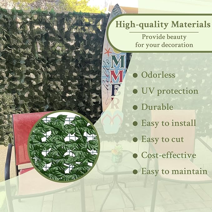 Artificial Ivy Privacy Fence Wall Screen, 40X120 in UV-Anti Faux Greenery - Image 7