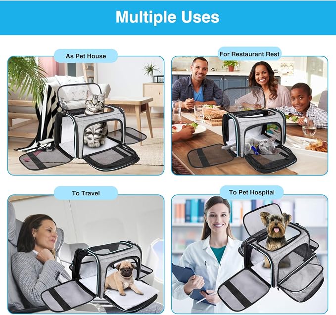Airline Approved Portable Pet Carrier 2 Sides Expandable Soft-Sided Large Cats - Image 3