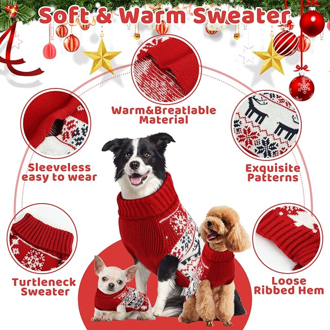 Christmas Dog Sweaters for Small Large Dogs Girl, Soft Warm Pup Dogs Shirt - Image 3