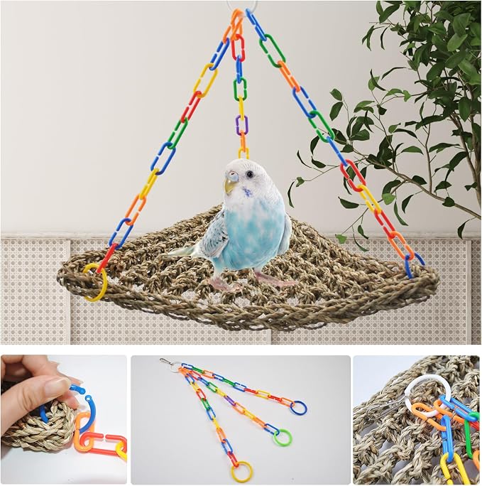 Large Seagrass Mat for Birds, Triangle Cockatiel Seagrass Hammock Natural Woven - Image 5
