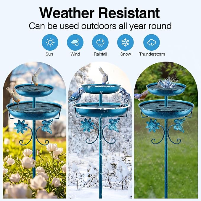 Daoeny Bird Bath for Outside, 42In Vintage Freestanding Birdbaths for Outdoors - Image 5