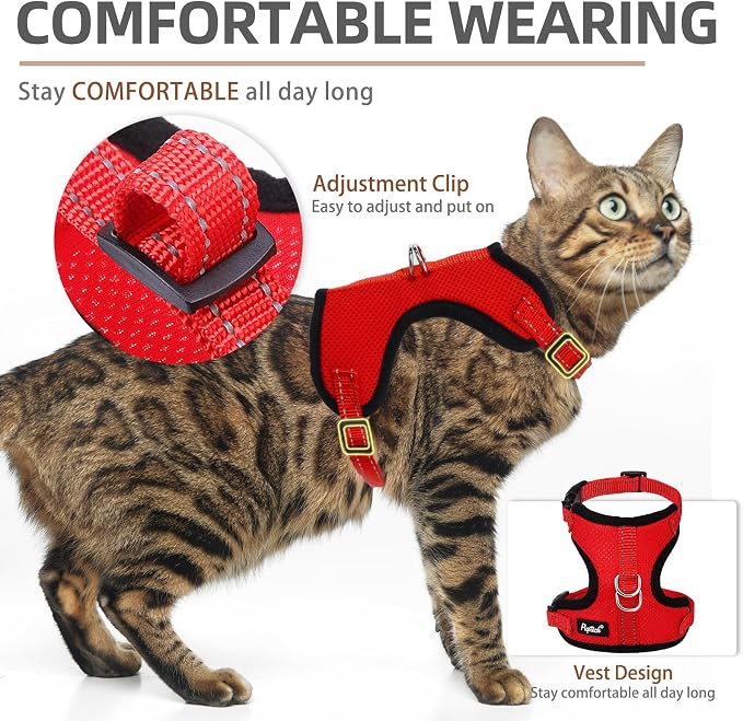 PUPTECK Cat Harness and Leash Set Escape Proof, Reflective Adjustable Soft Mesh - Image 4
