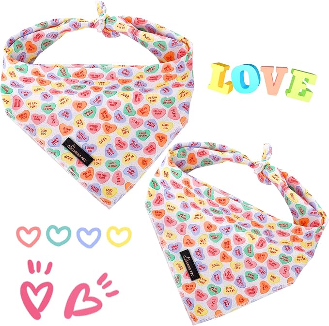 ARING PET Valentine's Day Dog Bandana-Cute Heart Pet Bandanas, Soft Holiday - Image 3