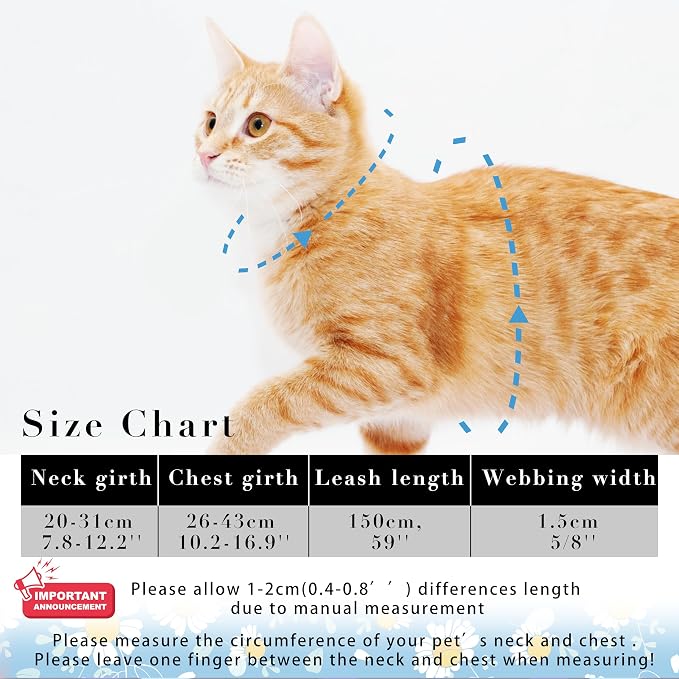Cat Harness and Leash Set, Adjustable Kitten Harness Escape Proof Cats Harness - Image 6