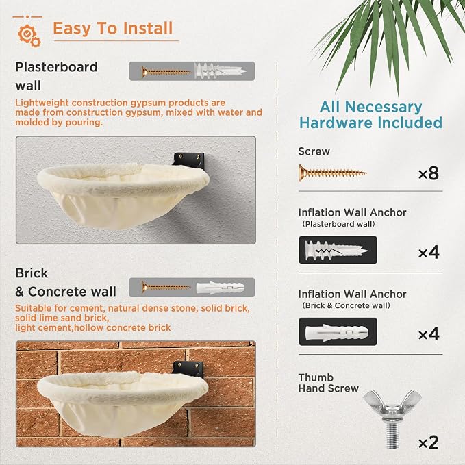 Cat Hammock Wall Mounted, Foldable & Stable Cat Beds- Breathable Cats Wall - Image 5
