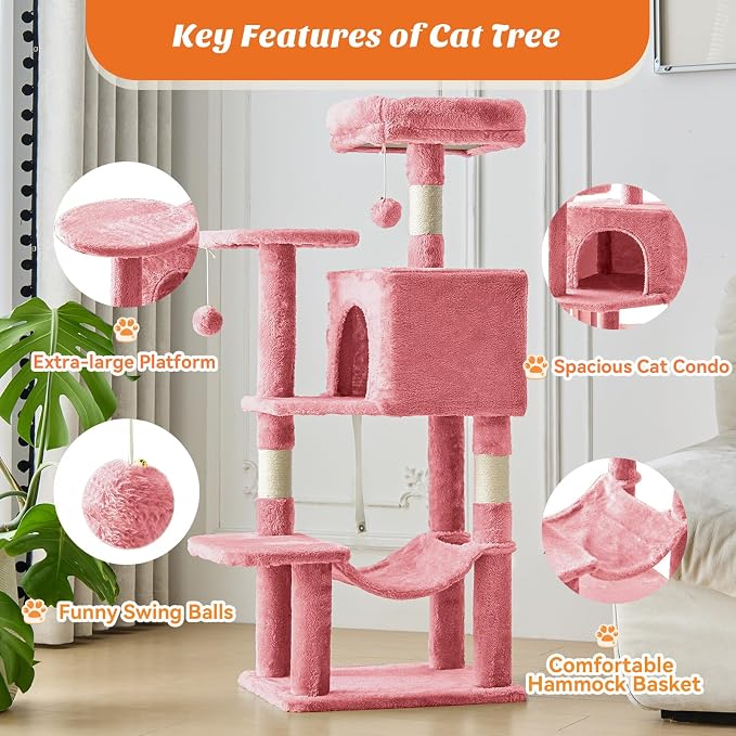 Sweetcrispy 44 inch Cat Tree Tower, Small Cat Climbing Tower - Image 2