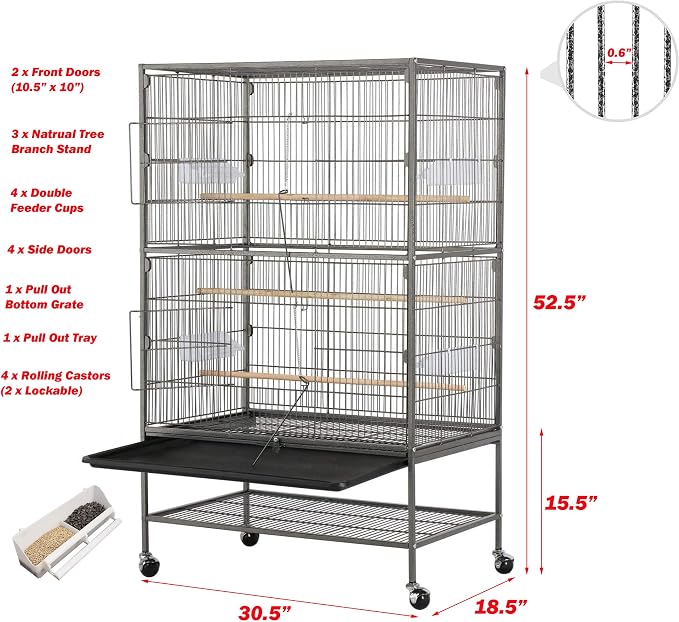 Extra Large Wrought Iron Breeding Flights Canary Parakeet Cockatiel Lovebird - Image 2