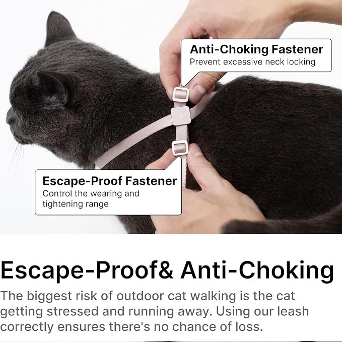 Cat Harness and Leash 2-in-1, Escape Proof Anti-Chocking Harness Adjustable - Image 3