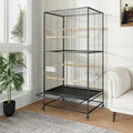 66-Inch Wrought Iron Parrot Flight Cage with Rolling Stand - GlobalHabitat Supply