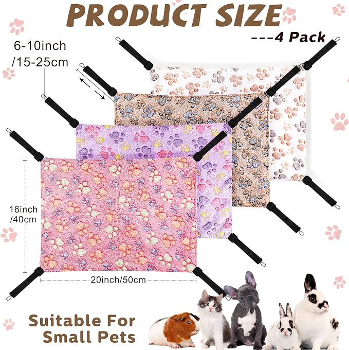 Geelin 4 Pcs Cat Hammock for Cage Hanging Soft Pet Hammock Bed - Image 2