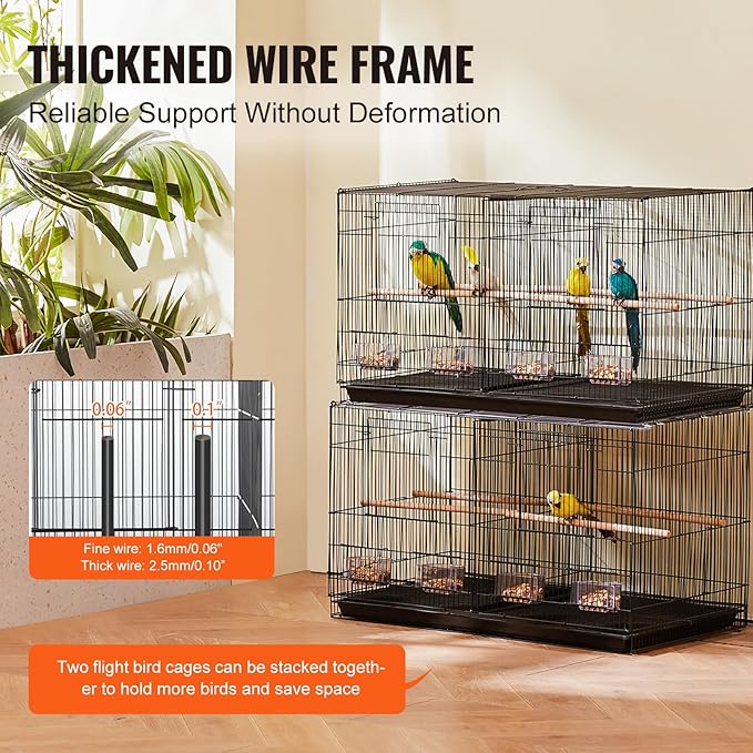 VEVOR 30-inch Flight Bird Cage, Stackable Divided Small Parakeet Cage - Image 6