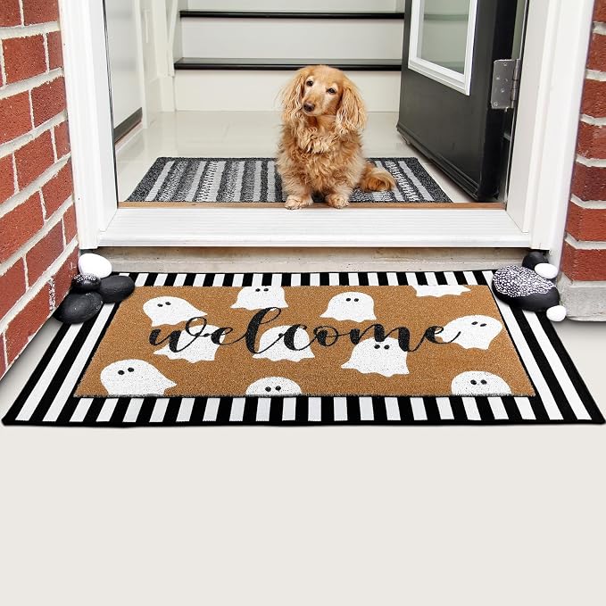 Tinideya 2 Pcs Door Mat Welcome Non Slip Coir Mats Floor Layering Doormats - Image 4