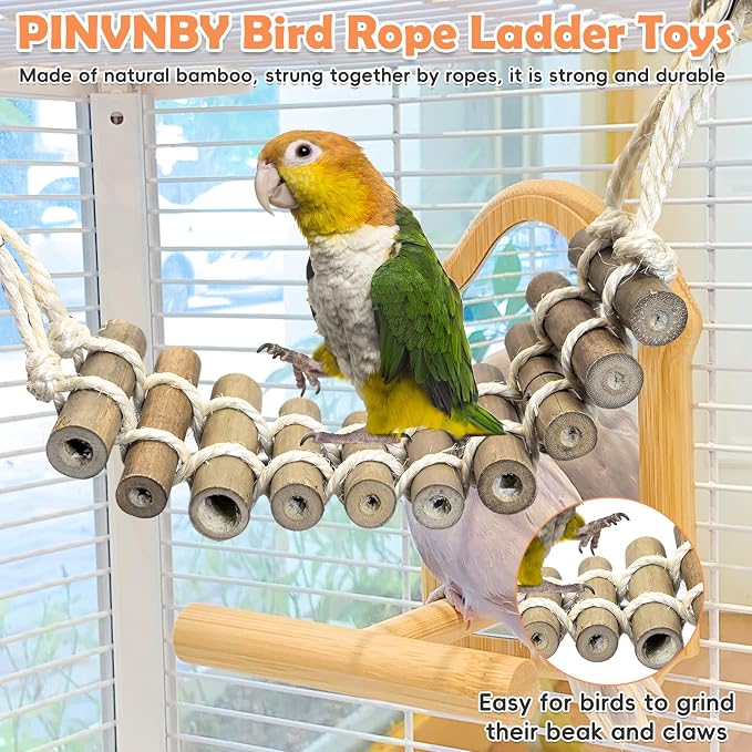 PINVNBY 2PCS Bird Ladder Bridge, Bamboo Bird Toys - Image 3