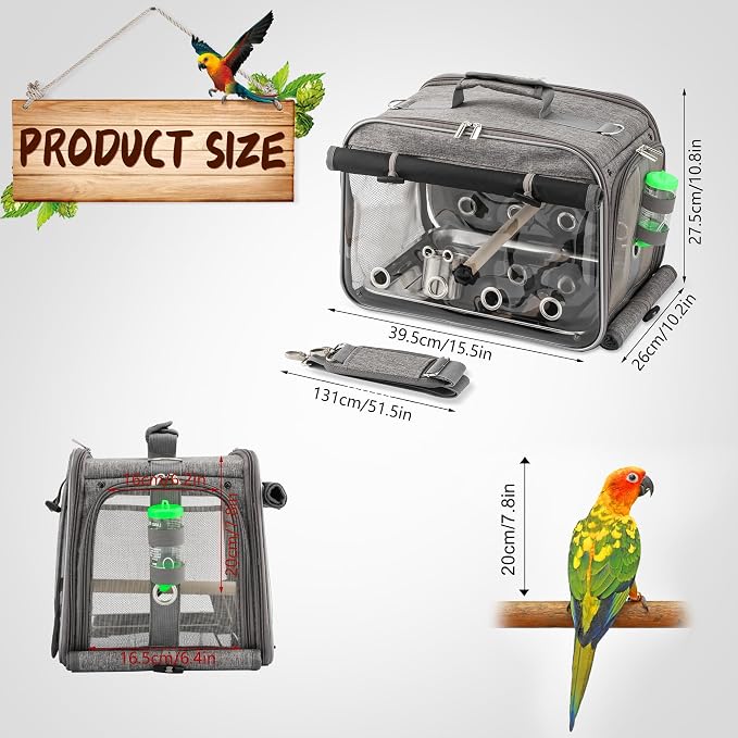 Suertree Bird Carrier Airline Approved, Bird Travel Cage - Image 6