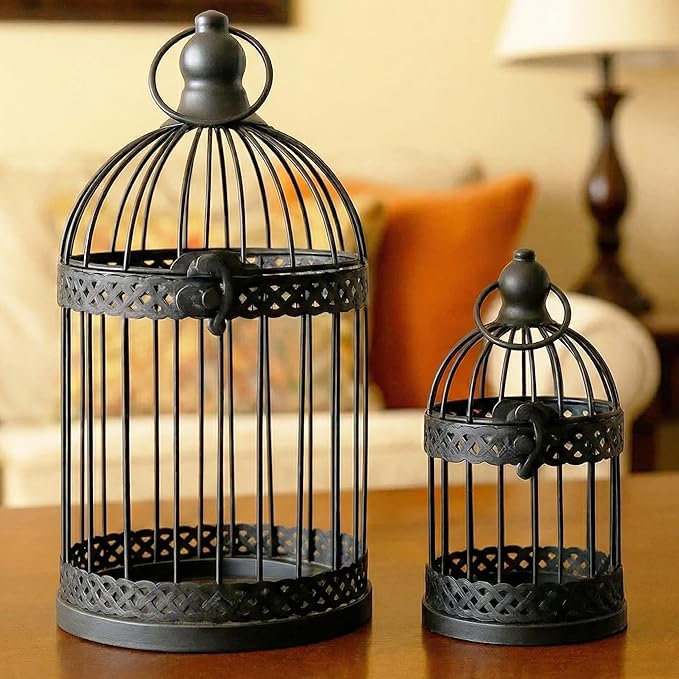 VELA LANTERNS Bird Cage Decor Candle Holder Lantern Decorative Table by VelaCandleLanterns