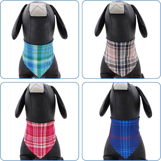 30 Pcs Plaid Dog Bandanas for Small Dogs Stitch Dog Bandana Bulk Reversible - Image 4
