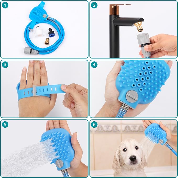 Belle Vous Dog Bath Hose Sprayer and Scrubber Attachment - Image 4