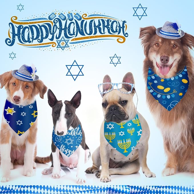 Abbylike 50 Pcs Hanukkah Dog Bandanas Bulk Blue Bandanas - Image 4